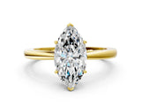 Yellow gold Marquise Solitaire Diamond Ring with Split Shank and Four-Prong Setting_12