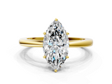 Yellow gold Marquise Solitaire Diamond Ring with Split Shank and Four-Prong Setting_19