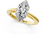 Yellow gold Marquise Solitaire Diamond Ring with Split Shank and Four-Prong Setting_20
