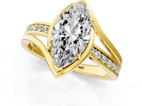 Yellow gold Marquise Solitaire Diamond Ring with Split Shank and Prong Setting_72