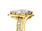 Yellow gold Marquise Solitaire Diamond Ring with Split Shank and Prong Setting_76