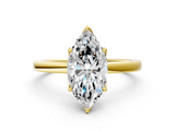 Yellow gold Marquise Solitaire Diamond Ring with Thin Band and Four-Prong Setting_3