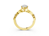 Yellow gold Marquise Solitaire Diamond Twisted Band with Four-Prong Setting_54
