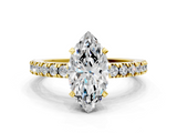 Yellow gold Marquise Solitaire Diamond with Pavé Band and Four-Prong Setting_69
