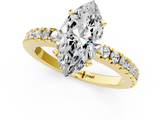 Yellow gold Marquise Solitaire Diamond with Pavé Band and Four-Prong Setting_70