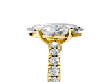 Yellow gold Marquise Solitaire Diamond with Pavé Band and Four-Prong Setting_74