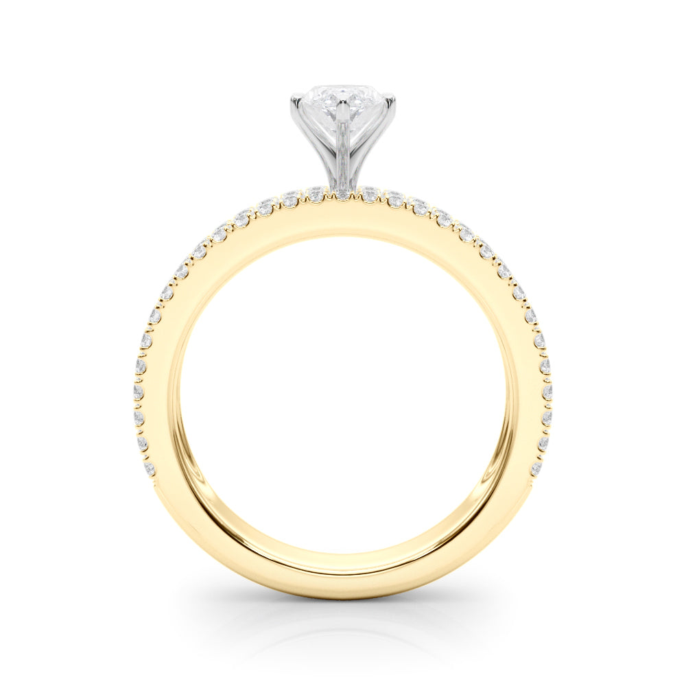 Yellow gold Marquise Solitaire Diamond with Pave and Channel Set Band 2