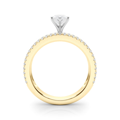 Yellow gold Marquise Solitaire Diamond with Pave and Channel Set Band 2