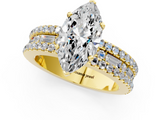 Yellow gold Marquise Solitaire Diamond with Pave and Channel Set Band_64