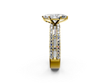 Yellow gold Marquise Solitaire Diamond with Pave and Channel Set Band_65