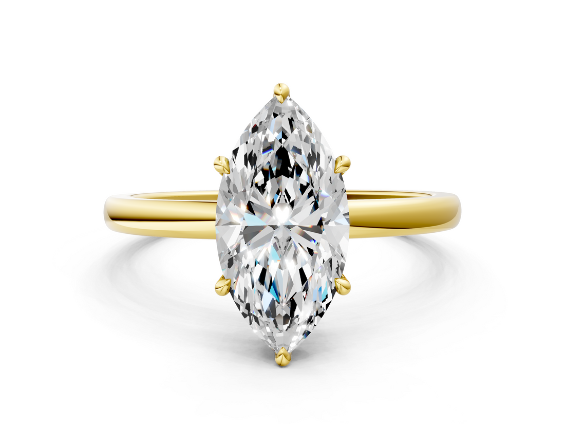 Yellow gold Marquise Solitaire Engagement Ring with Cathedral Band and Four-Prong Setting_40