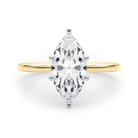 Yellow gold Marquise Solitaire Engagement Ring with Classic Band and Four-Prong Setting 1