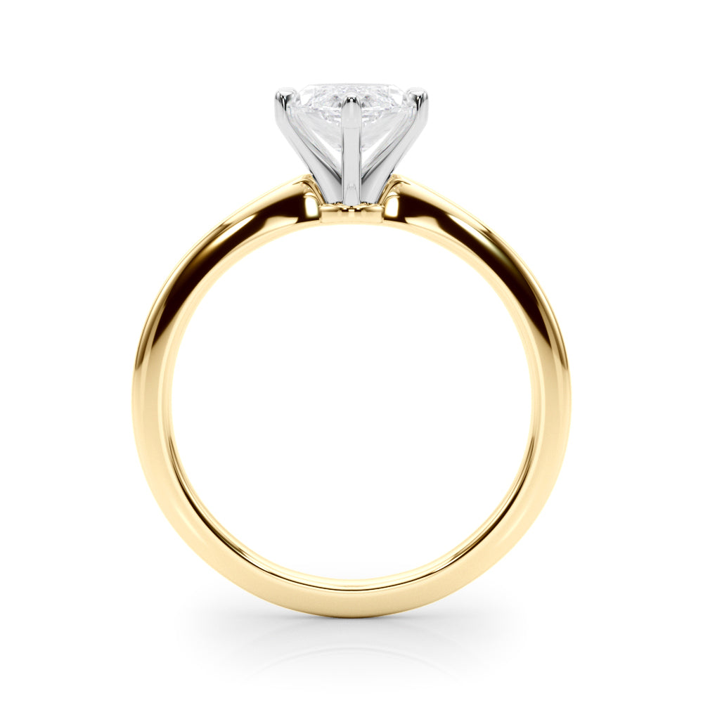 Yellow gold Marquise Solitaire Engagement Ring with Classic Band and Four-Prong Setting 2