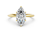 14K Yellow Gold 1.50 Carat F VS1 Marquise Solitaire Engagement Ring with Classic Band and Four-Prong Setting