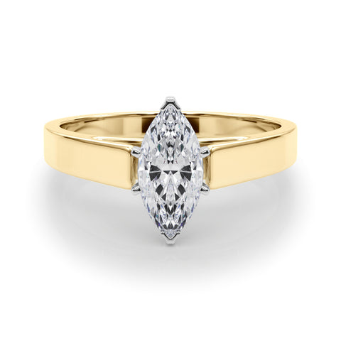 Yellow gold Marquise Solitaire Engagement Ring with Four-Prong Setting and Tapered Band 1