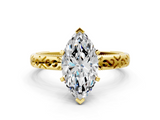 Yellow gold Marquise Solitaire Engagement Ring with Scrollwork Band and Four-Prong Setting_147