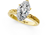 Yellow gold Marquise Solitaire Engagement Ring with Scrollwork Band and Four-Prong Setting_148