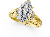 Yellow gold Marquise Solitaire Filigree Engagement Ring with Halo and Prong Setting_72