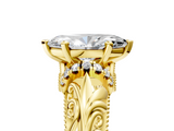 Yellow gold Marquise Solitaire Filigree Engagement Ring with Halo and Prong Setting_76
