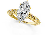 Yellow gold Marquise Solitaire Floral Milgrain Engagement Ring_33