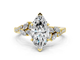 Yellow gold Marquise Solitaire Marquise Twist Band with Six-Prong Setting_71