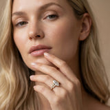 Yellow gold Marquise Solitaire Marquise Twist Band with Six-Prong Setting_94