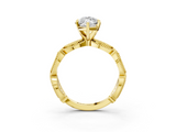 Yellow gold Marquise Solitaire Milgrain Diamond Engagement Ring with Bezel and Marquise Band_148