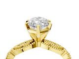 Yellow gold Marquise Solitaire Milgrain Diamond Engagement Ring with Bezel and Marquise Band_149