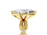 Yellow gold Marquise Solitaire Milgrain Diamond Engagement Ring with Bezel and Marquise Band_150