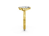 Yellow gold Marquise Solitaire Milgrain Engraved Band with Four-Prong Setting_6