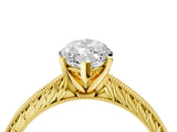 Yellow gold Marquise Solitaire Milgrain Engraved Band with Four-Prong Setting_8