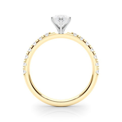 Yellow gold Marquise Solitaire Pavé Band with Four-Prong Setting 2