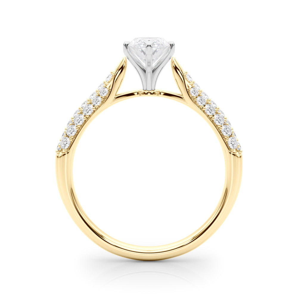 Yellow gold Marquise Solitaire Pavé Diamond Engagement Ring with Four-Prong Setting 2