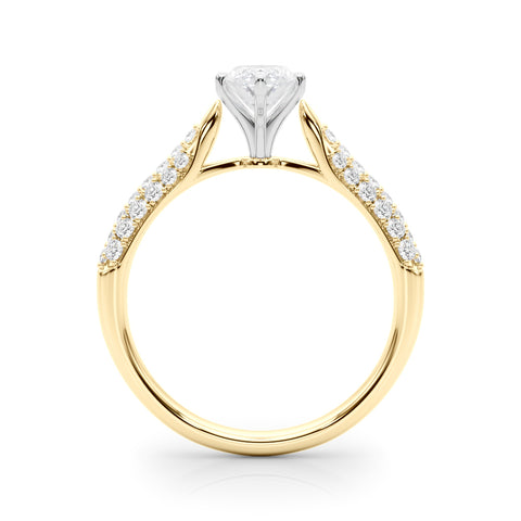 Yellow gold Marquise Solitaire Pavé Diamond Engagement Ring with Four-Prong Setting 2