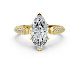 Yellow gold Marquise Solitaire Pavé Diamond Engagement Ring with Four-Prong Setting_159