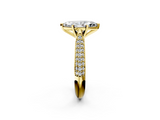 Yellow gold Marquise Solitaire Pavé Diamond Engagement Ring with Four-Prong Setting_161