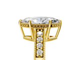 Yellow gold Marquise Solitaire Pavé Diamond Milgrain Engagement Ring with Four-Prong Setting_11