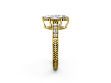 Yellow gold Marquise Solitaire Pavé Diamond Milgrain Engagement Ring with Four-Prong Setting_8