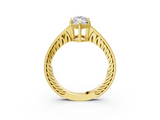 Yellow gold Marquise Solitaire Pavé Diamond Milgrain Engagement Ring with Four-Prong Setting_9