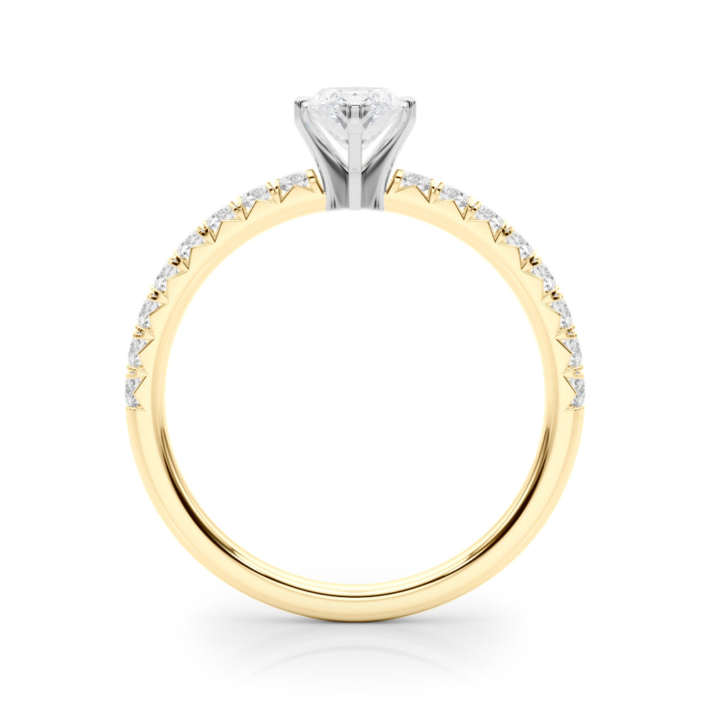 Yellow gold Marquise Solitaire Pave Diamond Engagement Ring with Four-Prong Setting 2