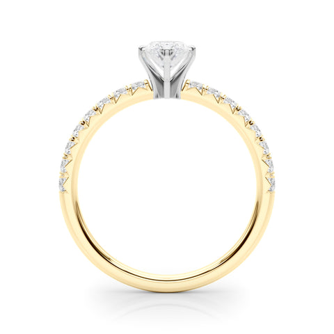 Yellow gold Marquise Solitaire Pave Diamond Engagement Ring with Four-Prong Setting 2