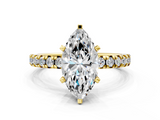 Yellow gold Marquise Solitaire Pave Diamond Engagement Ring with Four-Prong Setting_333
