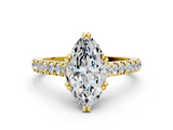 Yellow gold Marquise Solitaire Pave Diamond Engagement Ring with Prong Setting_32