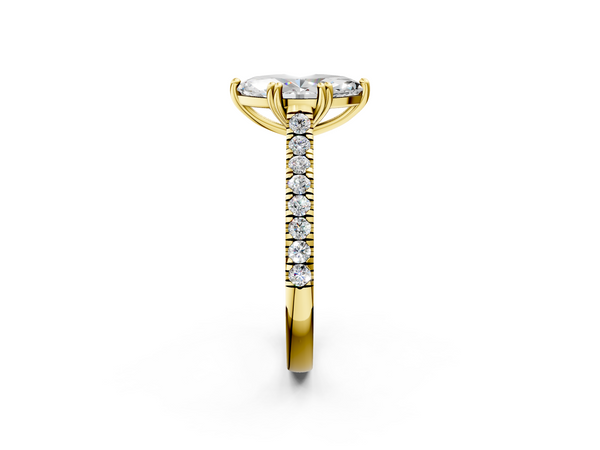 Yellow gold Marquise Solitaire Pave Diamond Engagement Ring with Prong Setting