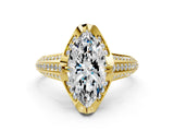 Yellow gold Marquise Solitaire Pave Split Shank Ring with Four-Prong Setting_81