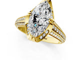 Yellow gold Marquise Solitaire Pave Split Shank Ring with Four-Prong Setting_82