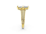 Yellow gold Marquise Solitaire Pave Split Shank Ring with Four-Prong Setting_83