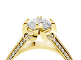 Yellow gold Marquise Solitaire Pave Split Shank Ring with Four-Prong Setting_85