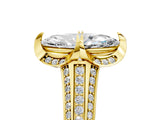 Yellow gold Marquise Solitaire Pave Split Shank Ring with Four-Prong Setting_86