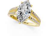 Yellow gold Marquise Solitaire Split Shank Pavé Diamond Engagement Ring_239